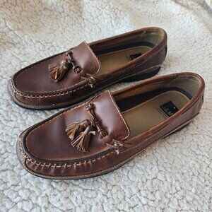 Men’s Johnson And Murphy Brown Leather Tassel 10.5 M Loafers Slip On Preppy Shoe